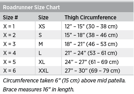 Roadrunner Size Chart