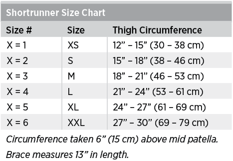 Shortrunner Size Chart