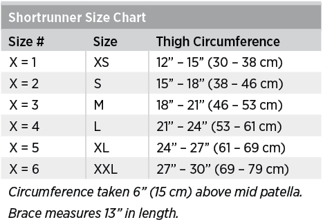 Knee Immobilizer Size Chart