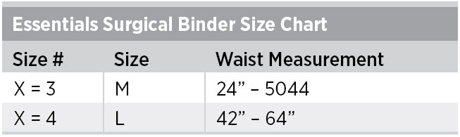 Abdominal Binder Size Chart