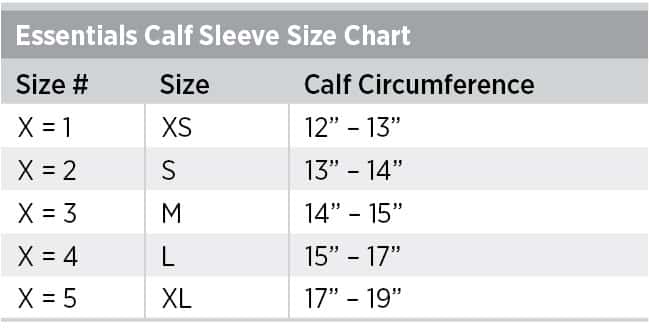 Calf Sleeve Size Chart