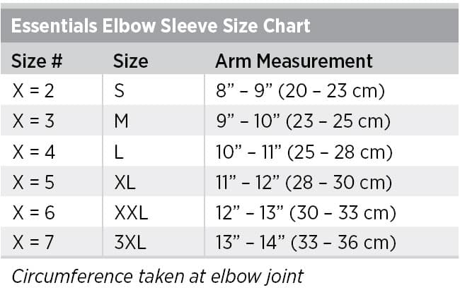 Elbow Sleeve Size Chart