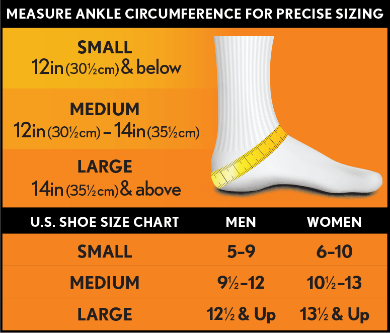 Ultra Aurora Ankle Brace Sizing Chart