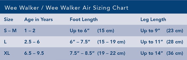 Wee Walker Sizing Chart