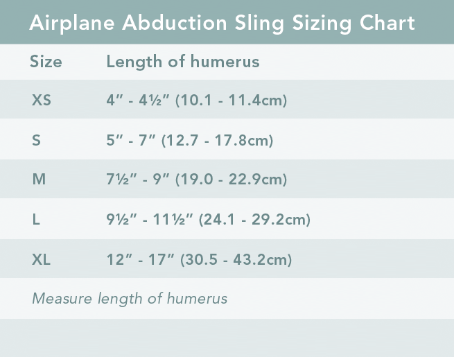 Airport Abduction Sling Sizing Chart